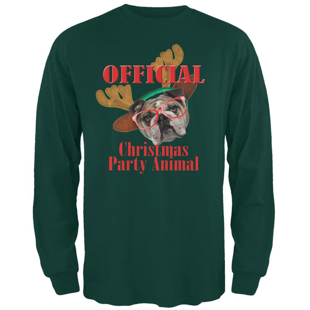 Christmas Party Animal Forest Adult Long Sleeve T-Shirt Men's Long Sleeves Old Glory 2XL Green
