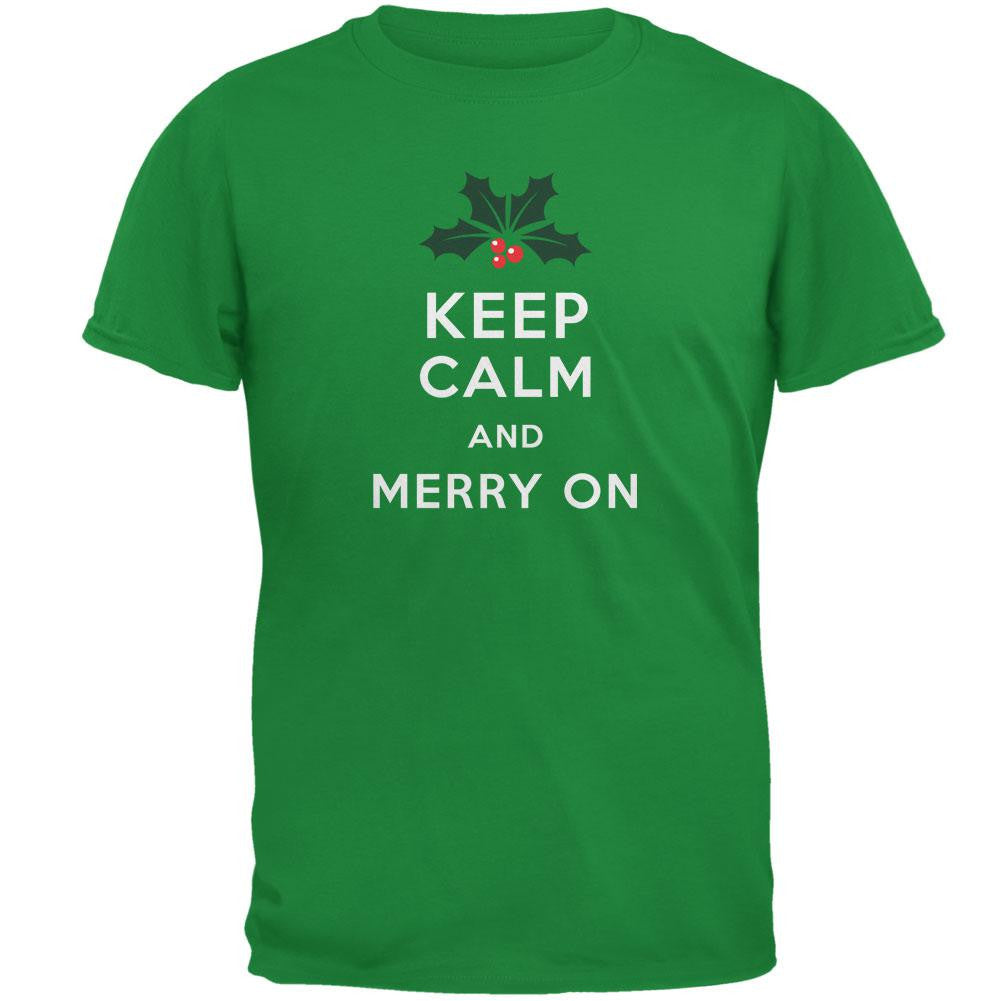 Christmas Keep Calm & Merry On Irish Green Adult T-Shirt Men's T-Shirts Old Glory 2XL Green