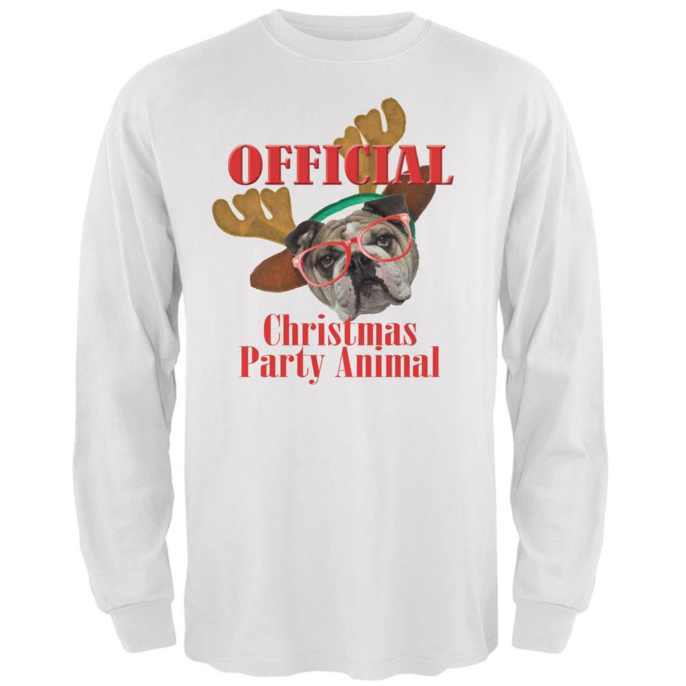 Christmas Party Animal White Adult Long Sleeve T-Shirt Men's Long Sleeves Old Glory 2XL White