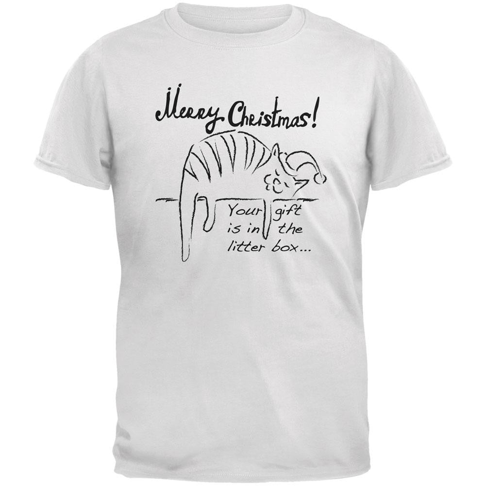 Litter Box Christmas Gift White Adult T-Shirt Men's T-Shirts Old Glory 2XL White