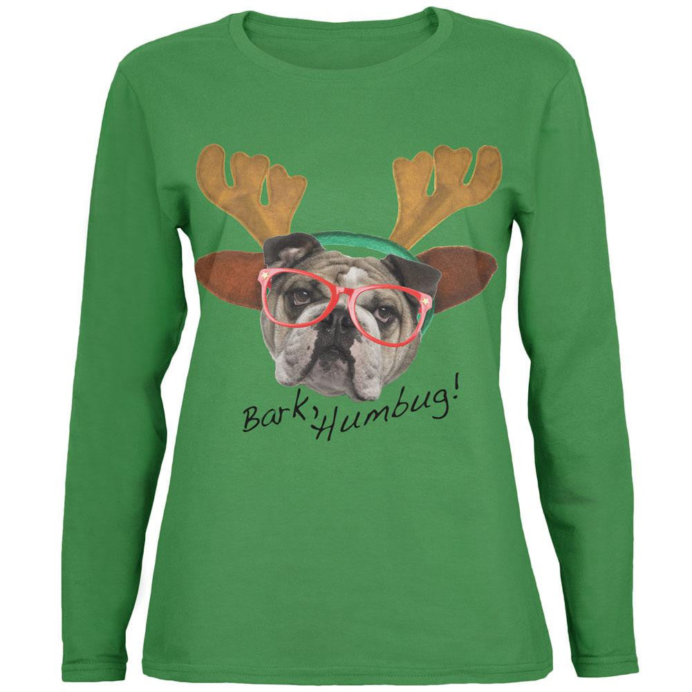 Christmas Bark Humbug Irish Green Womens Long Sleeve T-Shirt Women's Long Sleeves Old Glory 2XL Green