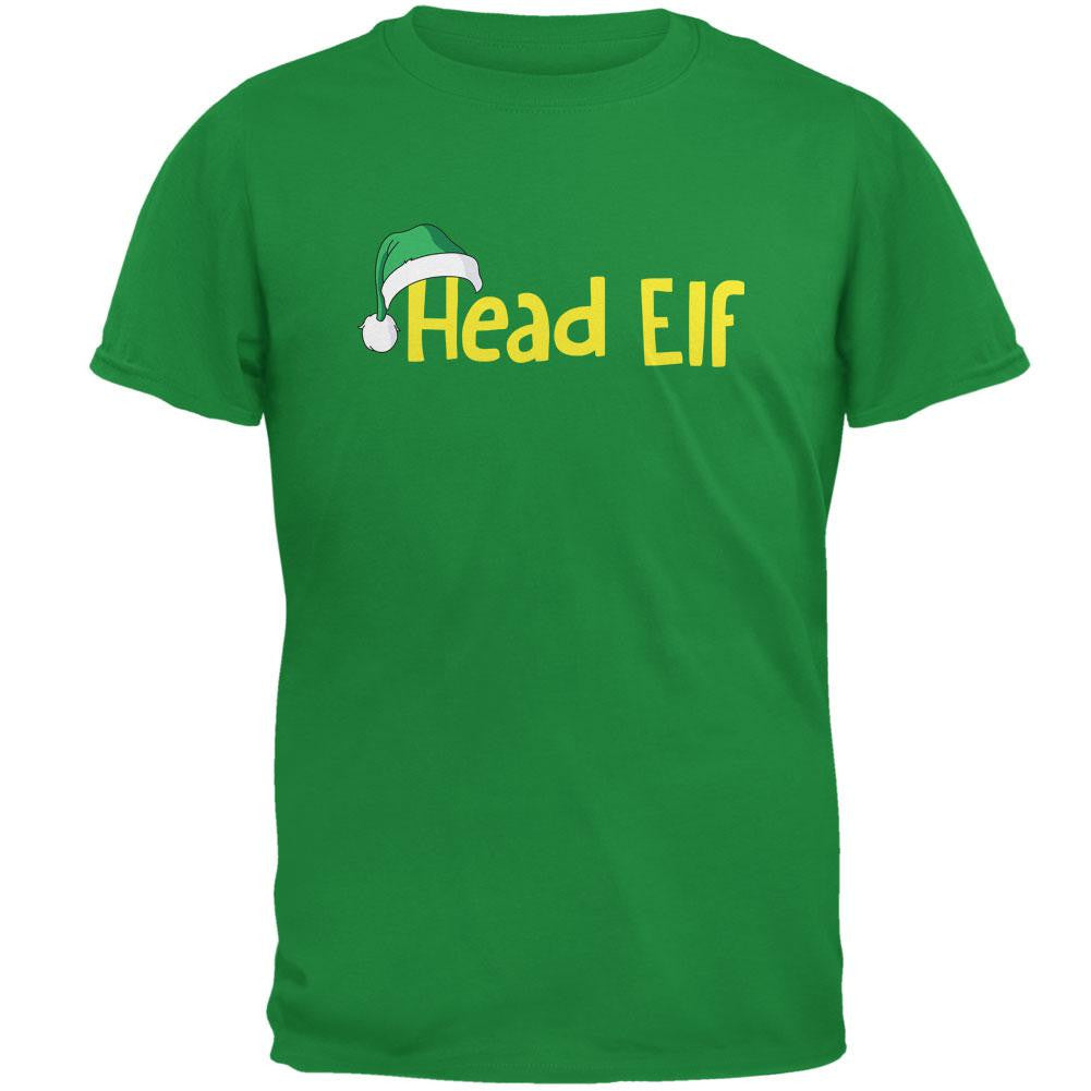 Christmas Head Elf Irish Green Adult T-Shirt Men's T-Shirts Old Glory 2XL Green