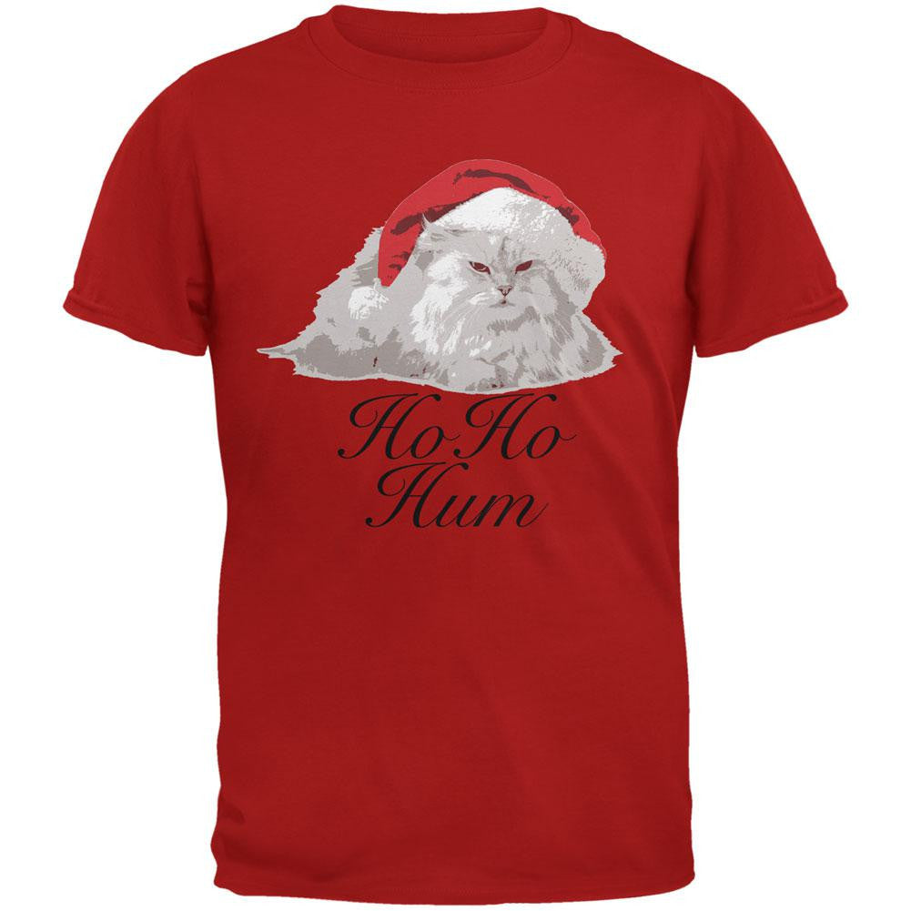 Christmas Ho Ho Hum Cat Red Adult T-Shirt Men's T-Shirts Old Glory 2XL Red