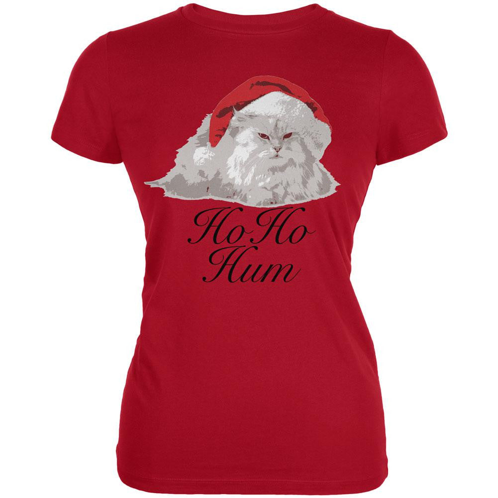 Christmas Ho Ho Hum Cat Red Juniors Soft T-Shirt Juniors T-Shirts Old Glory 2XL Red
