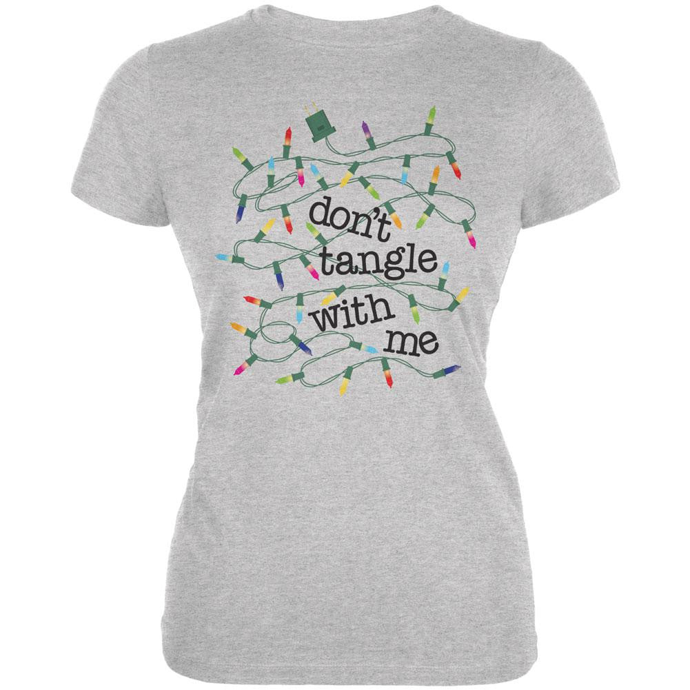 Christmas Dont Tangle With Me Heather Grey Juniors Soft T-Shirt Juniors T-Shirts Old Glory 2XL Grey