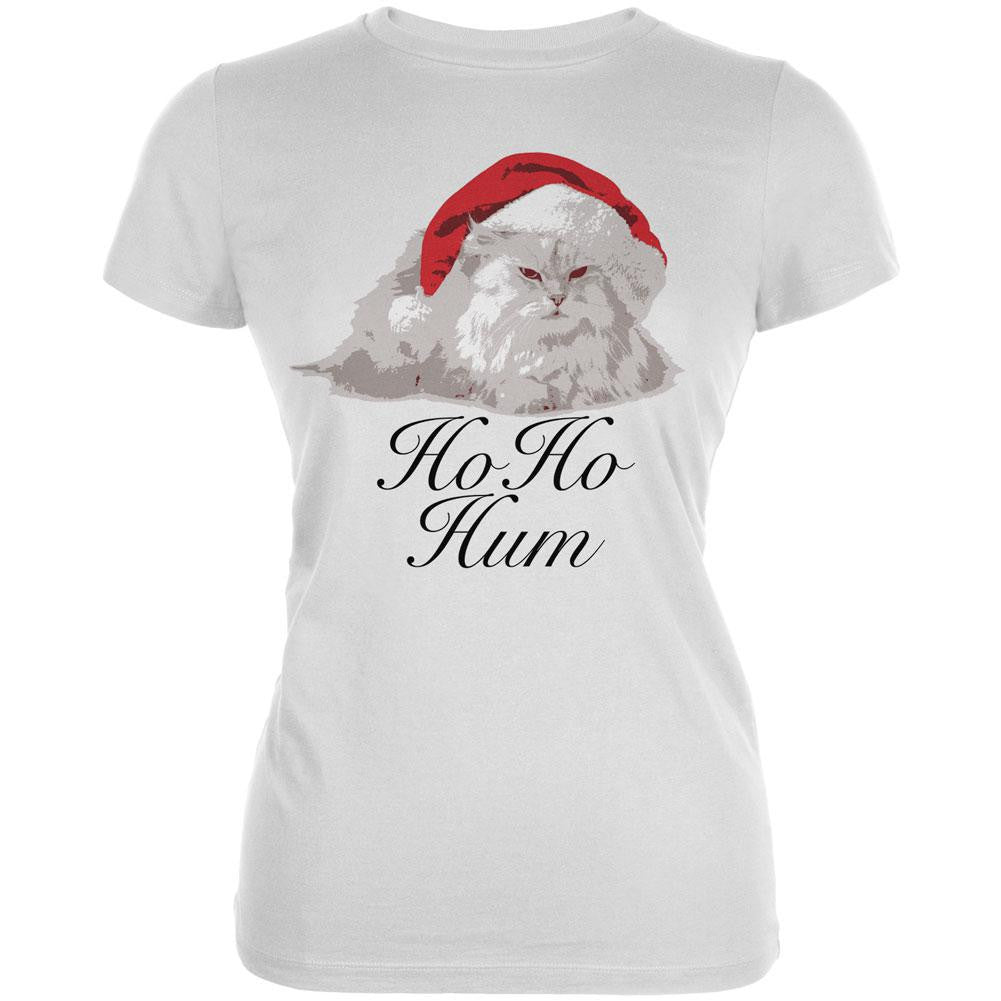 Christmas Ho Ho Hum Cat White Juniors Soft T-Shirt Juniors T-Shirts Old Glory 2XL White