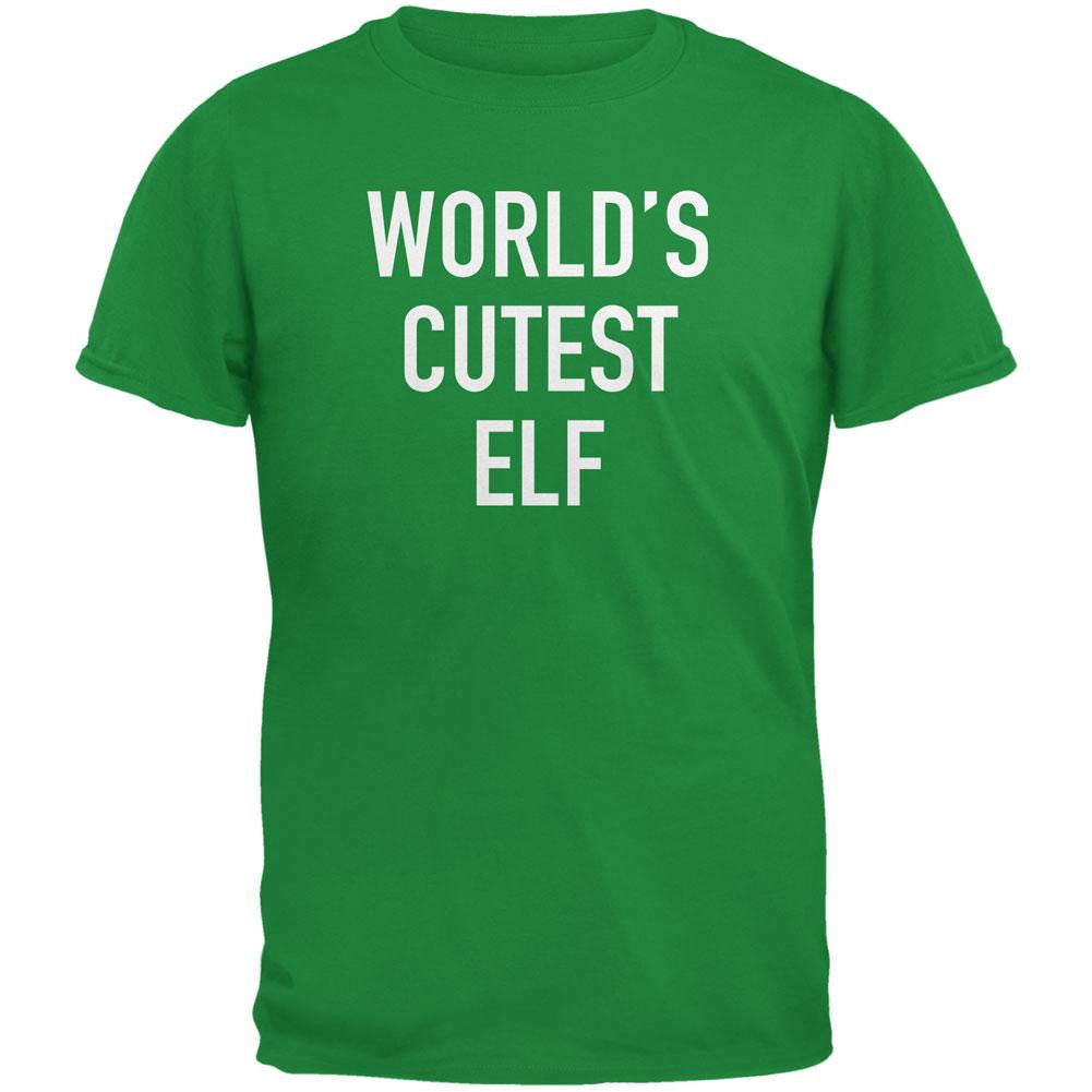 Christmas Worlds Cutest Elf Irish Green Adult T-Shirt Men's T-Shirts Old Glory 2XL Green