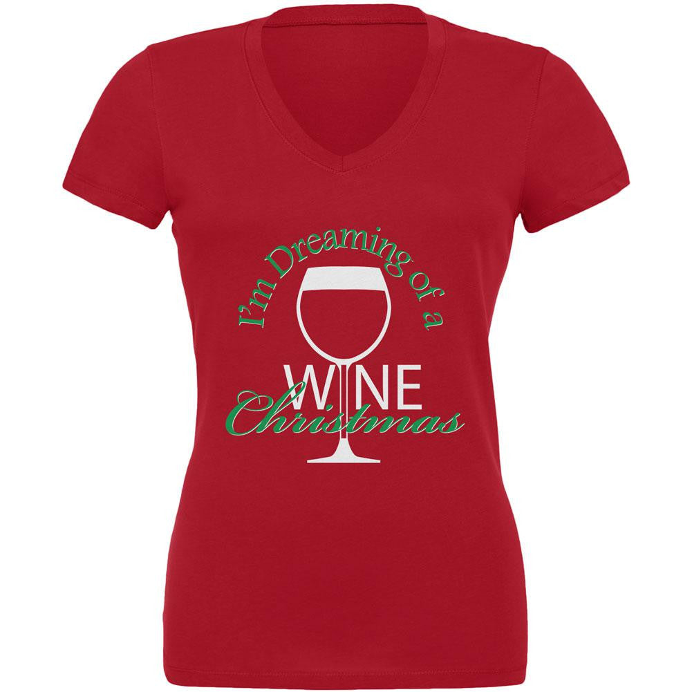 Wine Christmas Red Juniors V-Neck T-Shirt Juniors T-Shirts Old Glory 2XL Red