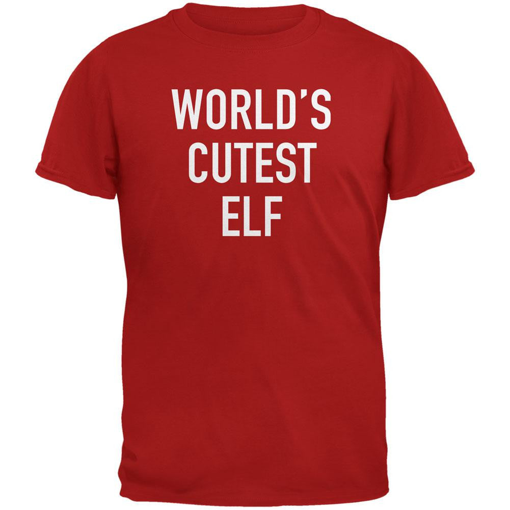Christmas Worlds Cutest Elf Red Adult T-Shirt Men's T-Shirts Old Glory 2XL Red