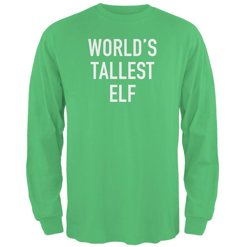 Christmas Worlds Tallest Elf Irish Green Adult Long Sleeve T-Shirt Men's Long Sleeves Old Glory 2XL Green
