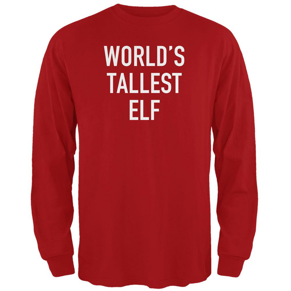 Christmas Worlds Tallest Elf Red Adult Long Sleeve T-Shirt Men's Long Sleeves Old Glory 2XL Red
