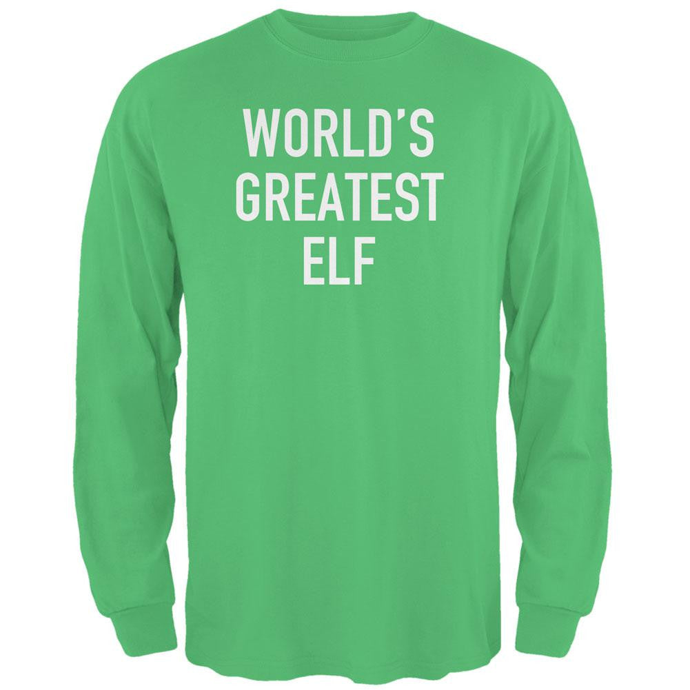 Christmas Worlds Greatest Elf Irish Green Adult Long Sleeve T-Shirt Men's Long Sleeves Old Glory 2XL Green