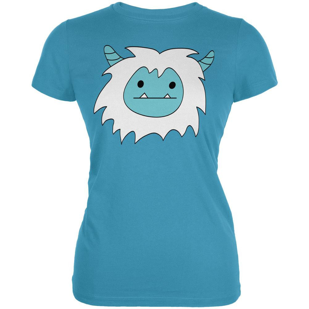 Christmas Abominable Yeti Aqua Juniors Soft T-Shirt Juniors T-Shirts Old Glory LG Blue