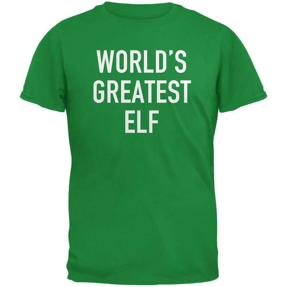 Christmas Worlds Greatest Elf Irish Green Adult T-Shirt Men's T-Shirts Old Glory 2XL Green