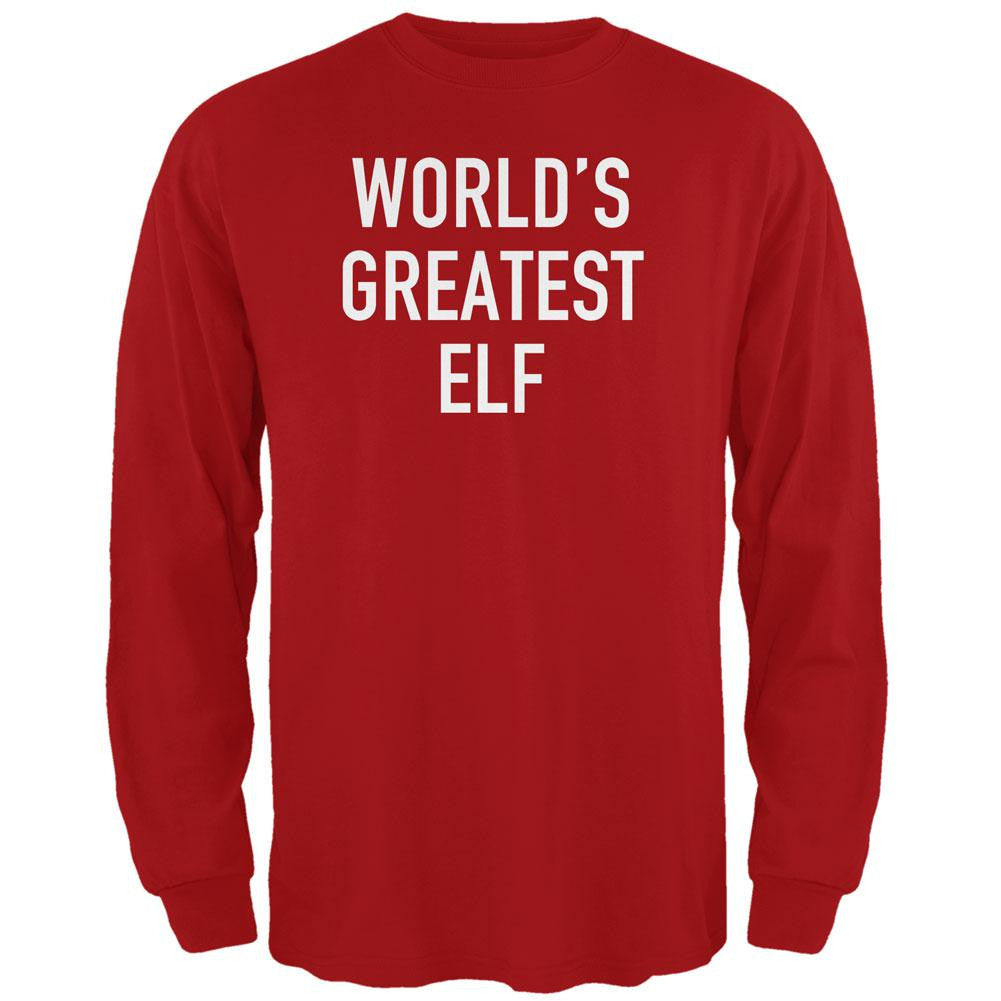 Christmas Worlds Greatest Elf Red Adult Long Sleeve T-Shirt Men's Long Sleeves Old Glory 2XL Red