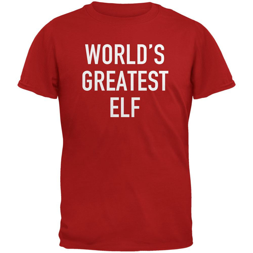 Christmas Worlds Greatest Elf Red Adult T-Shirt Men's T-Shirts Old Glory 2XL Red