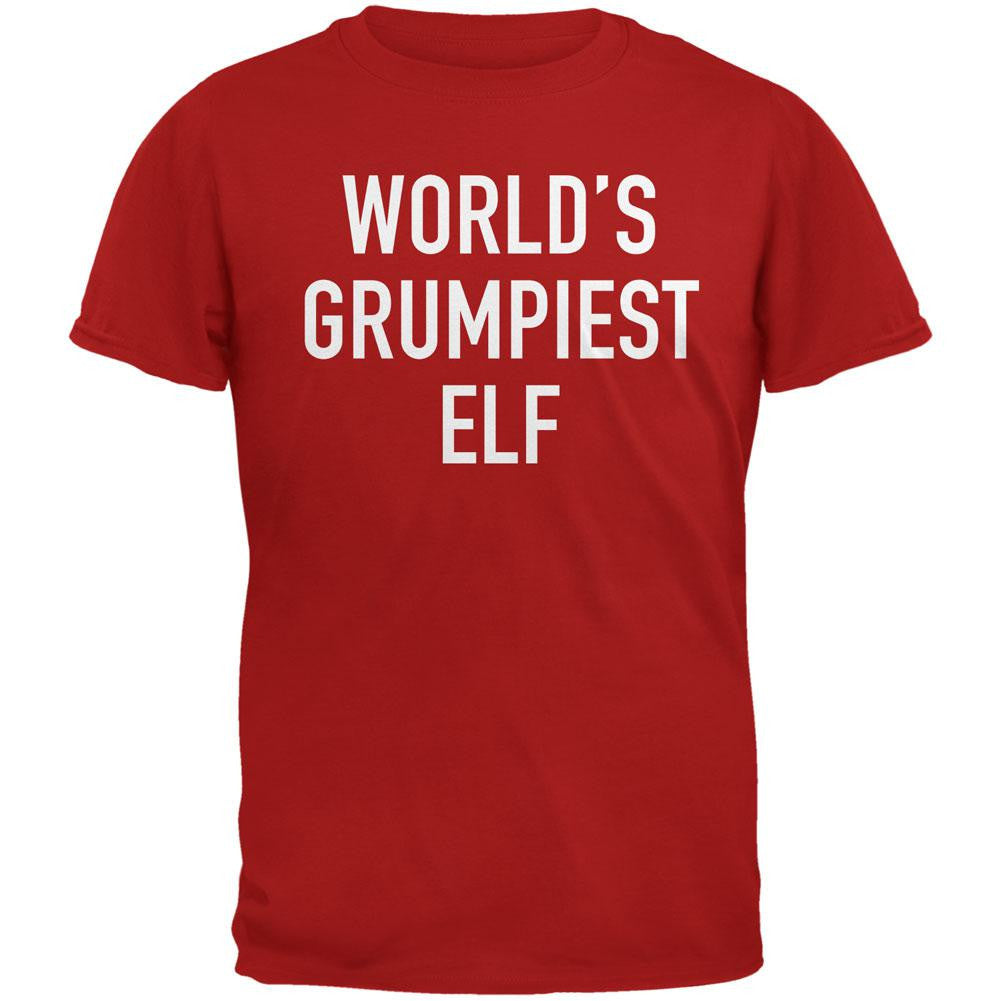 Christmas Worlds Grumpiest Elf Red Adult T-Shirt Men's T-Shirts Old Glory 2XL Red
