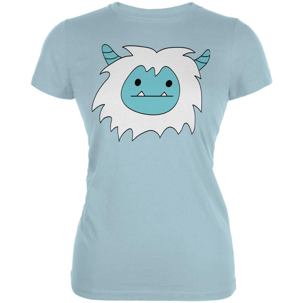 Christmas Abominable Yeti Light Aqua Juniors Soft T-Shirt Juniors T-Shirts Old Glory LG Blue