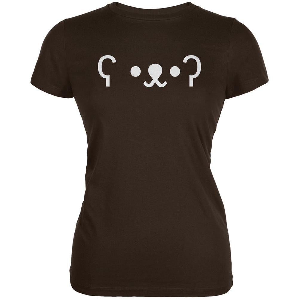 Funny Emojicon Bear Brown Juniors Soft T-Shirt Juniors T-Shirts Old Glory 2XL Brown