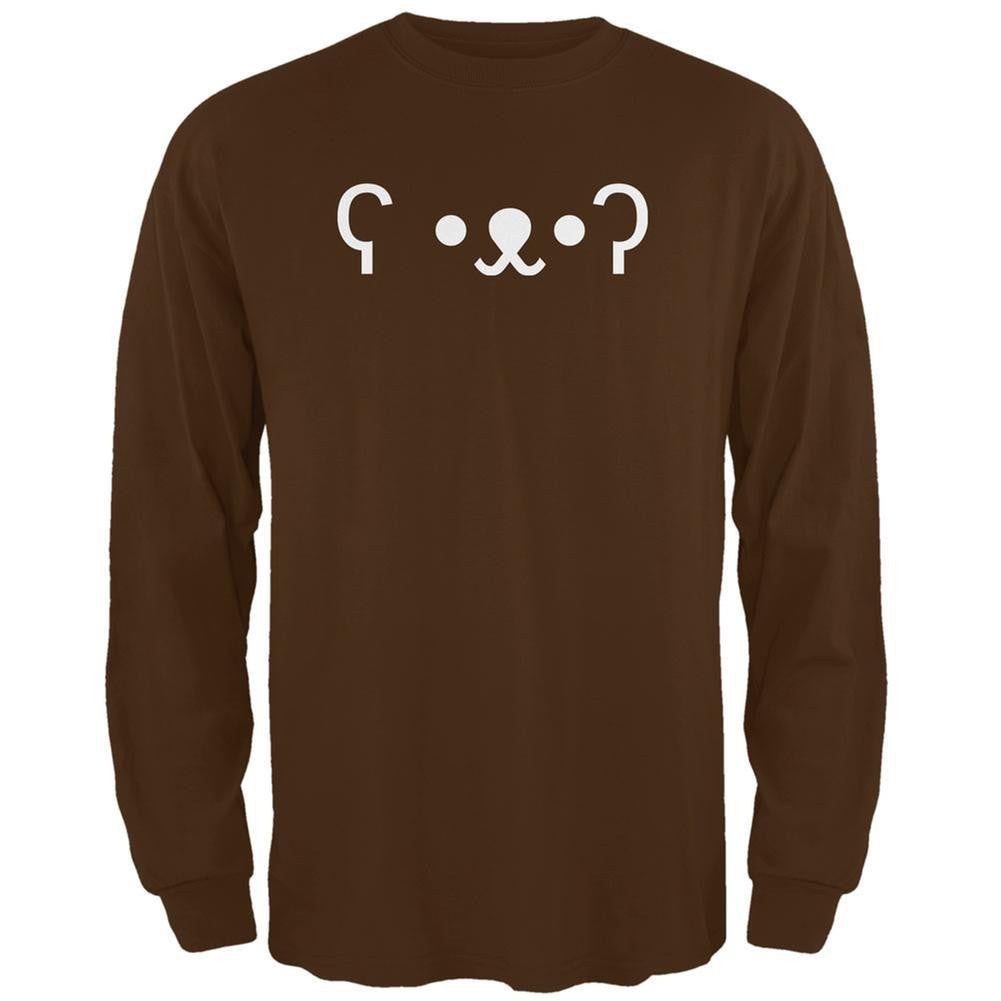 Funny Emojicon Bear Brown Adult Long Sleeve T-Shirt Men's Long Sleeves Old Glory 2XL Brown