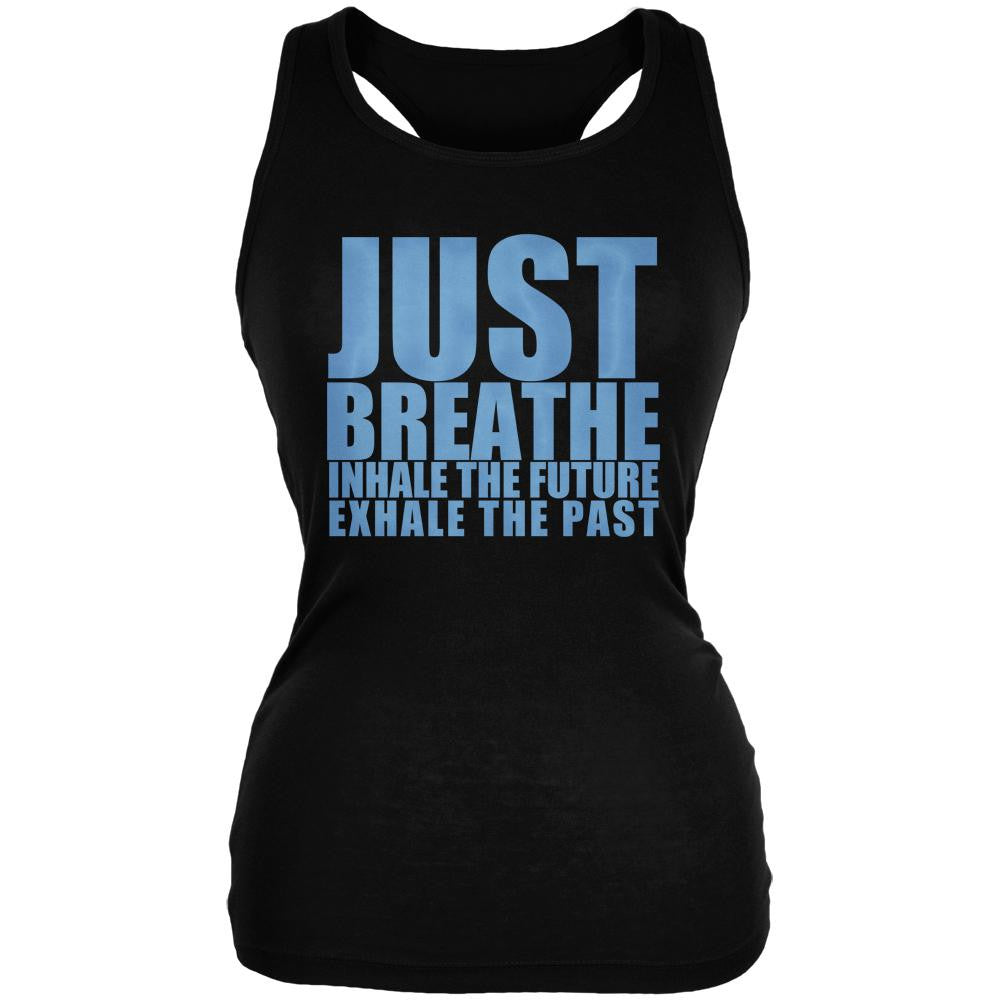 Just Breath Meditation Inspiration Black Juniors Soft Tank Top Juniors Tank Tops Old Glory 2XL Black