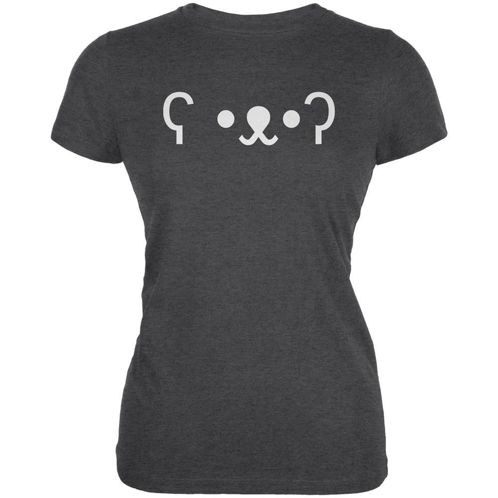 Funny Emojicon Bear Dark Heather Juniors Soft T-Shirt Juniors T-Shirts Old Glory 2XL Grey