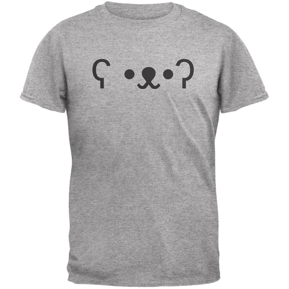 Funny Emojicon Bear Heather Grey Adult T-Shirt Men's T-Shirts Old Glory 2XL Grey
