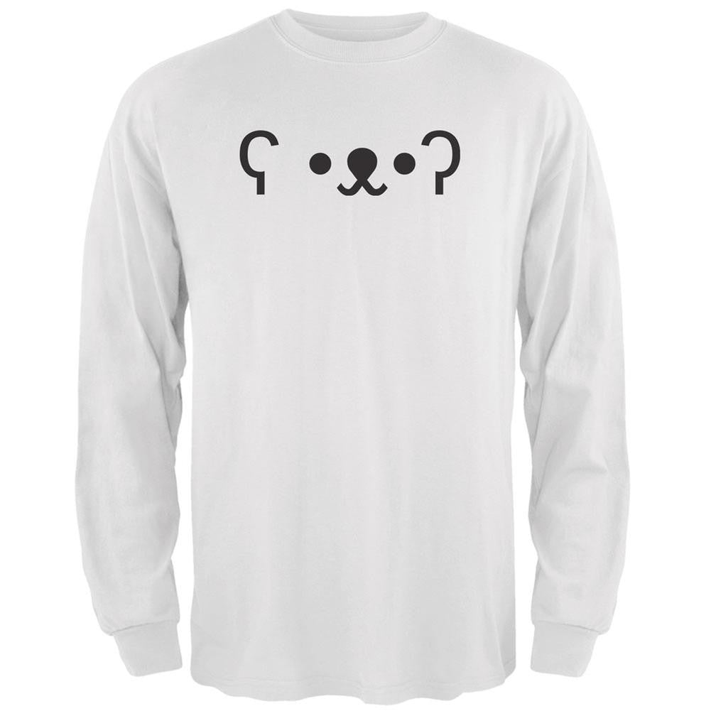 Funny Emojicon Bear White Adult Long Sleeve T-Shirt Men's Long Sleeves Old Glory 2XL White