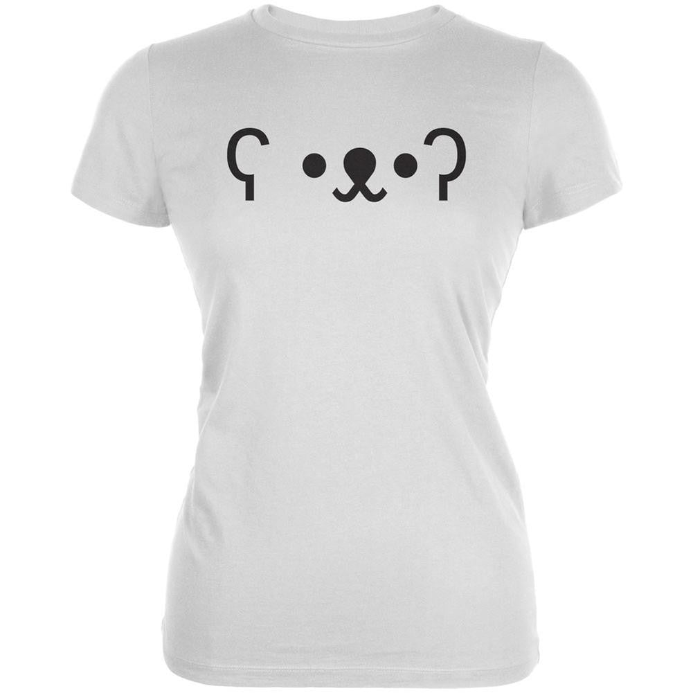 Funny Emojicon Bear White Juniors Soft T-Shirt Juniors T-Shirts Old Glory 2XL White