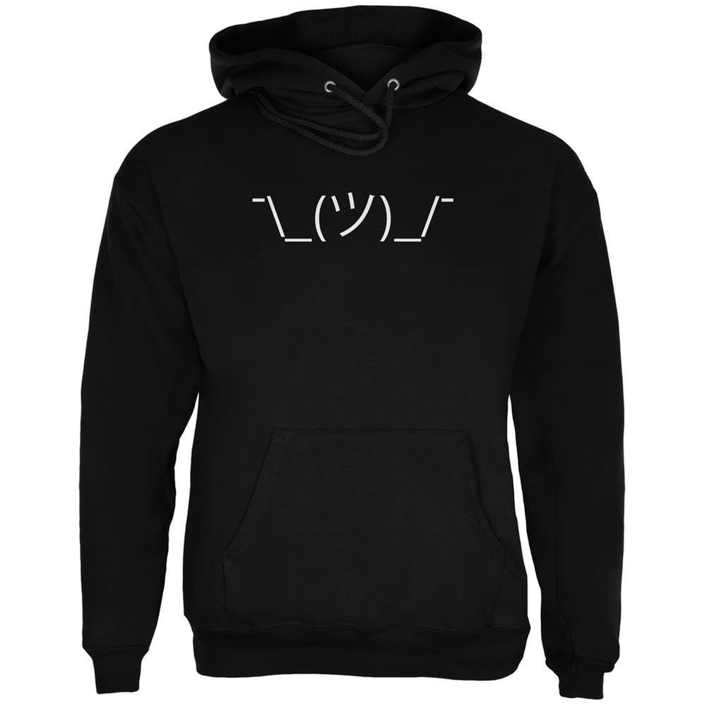 Funny Emojicon Shrug Black Adult Hoodie Men's Hoodies Old Glory 2XL Black