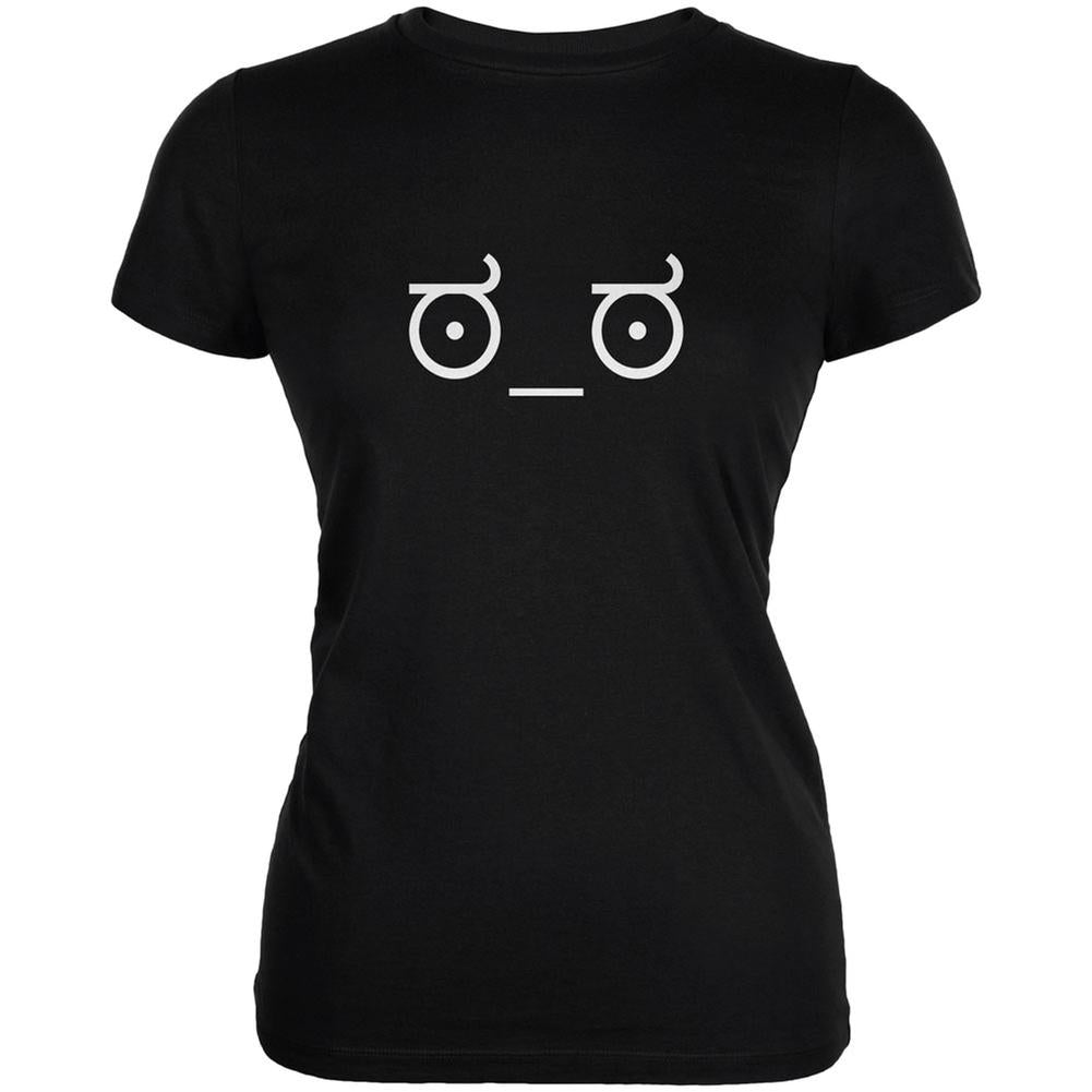 Look of Disapproval Emojicon Black Juniors Soft T-Shirt Juniors T-Shirts Old Glory 2XL Black