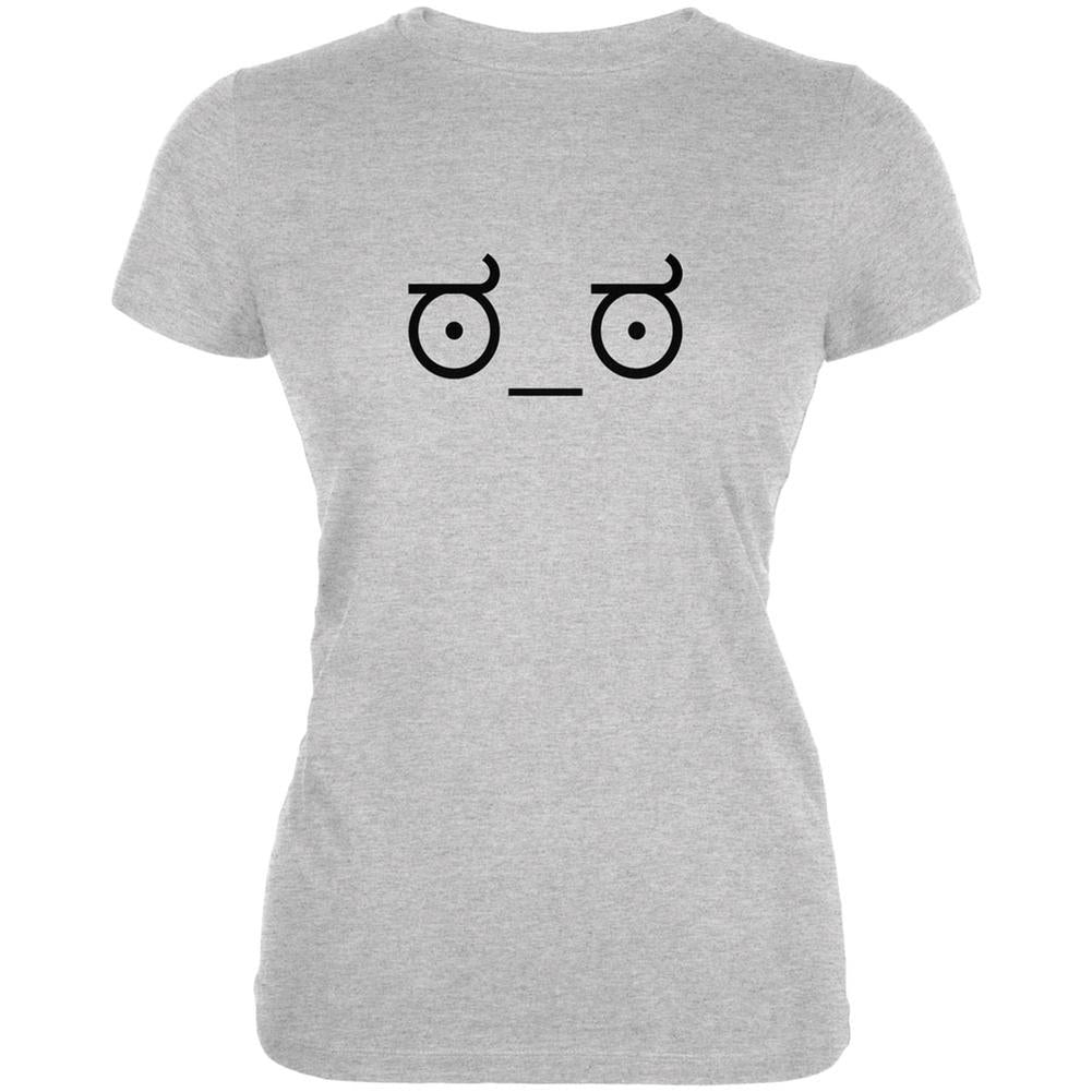 Look of Disapproval Emojicon Heather Grey Juniors Soft T-Shirt Juniors T-Shirts Old Glory 2XL Grey
