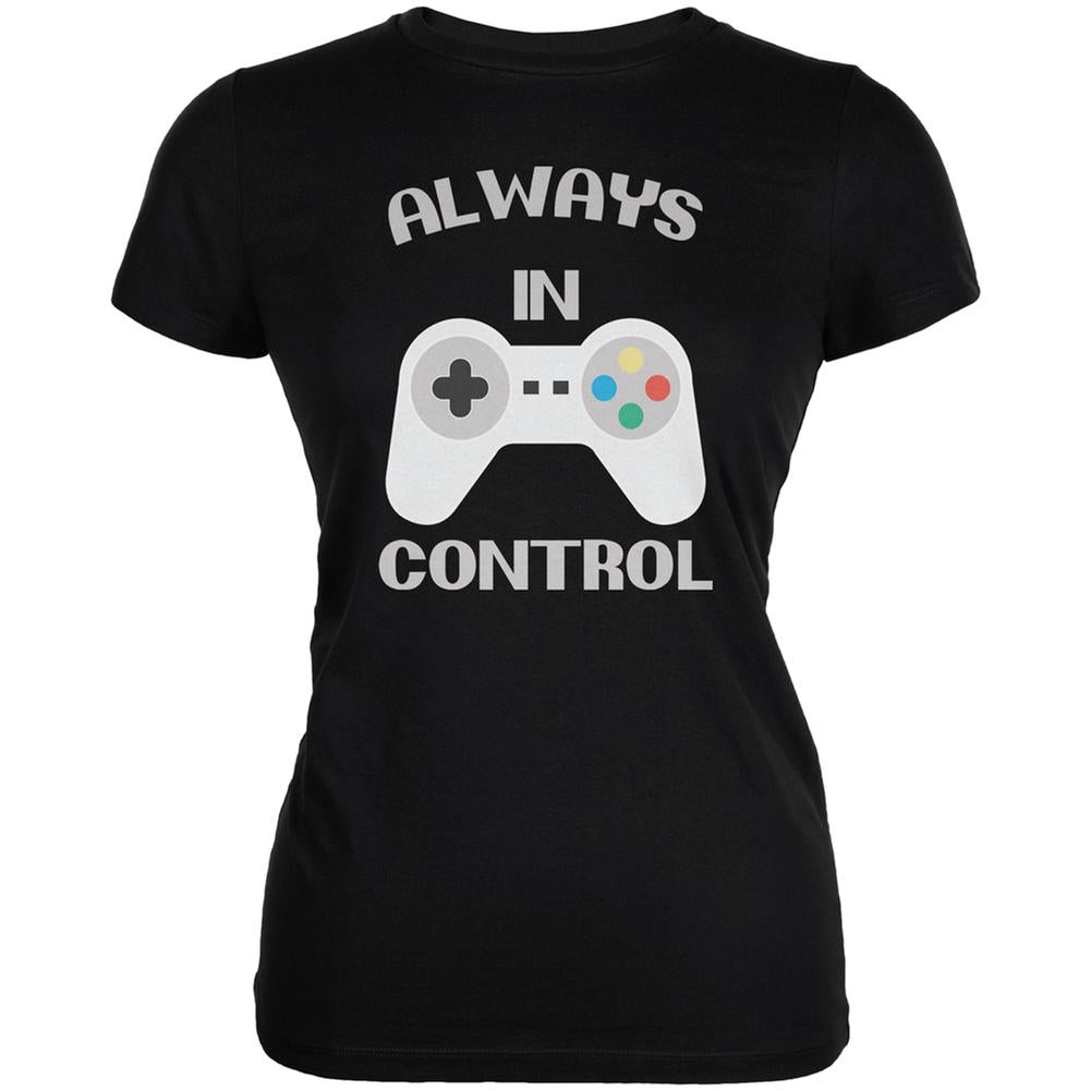 Gamer Always in Control Black Juniors Soft T-Shirt Juniors T-Shirts Old Glory 2XL Black