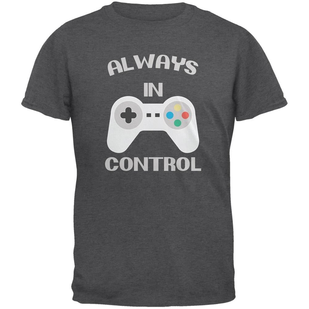 Gamer Always in Control Dark Heather Adult T-Shirt Men's T-Shirts Old Glory 2XL Grey