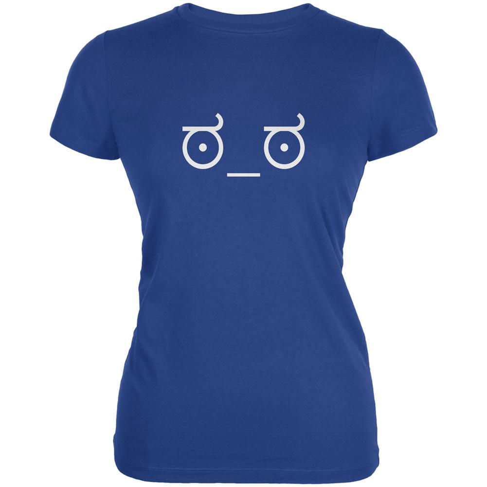 Look of Disapproval Emojicon Royal Juniors Soft T-Shirt Juniors T-Shirts Old Glory 2XL Blue