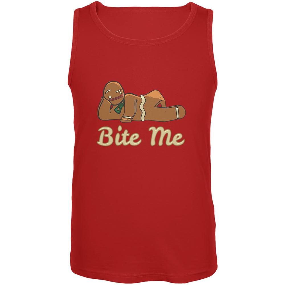 Gingerbread Man Bite Me Red Adult Tank Top Men's Tank Tops Old Glory 2XL Red