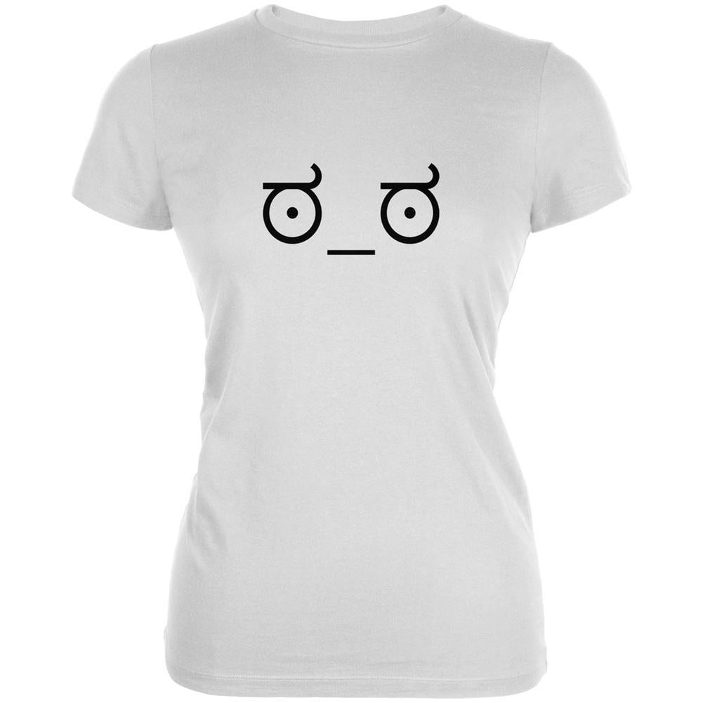 Look of Disapproval Emojicon White Juniors Soft T-Shirt Juniors T-Shirts Old Glory 2XL White