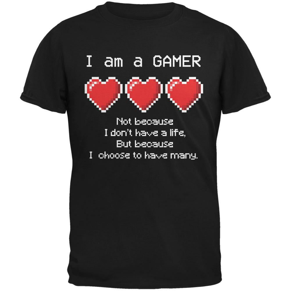 Eight Bit Three Lives Gamer  Black Youth T-Shirt Youth T-Shirts Old Glory LG Black