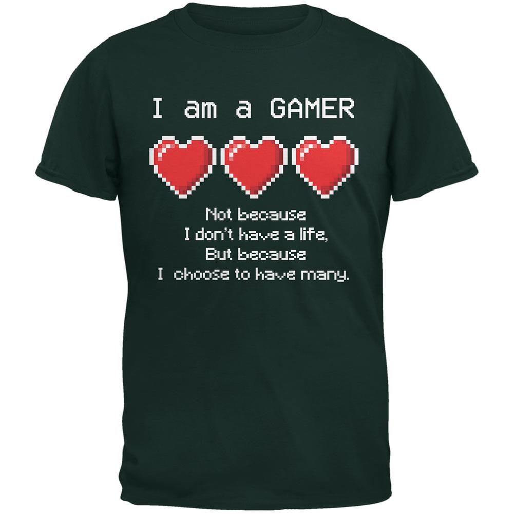 Eight Bit Three Lives Gamer  Forest Youth T-Shirt Youth T-Shirts Old Glory LG Green