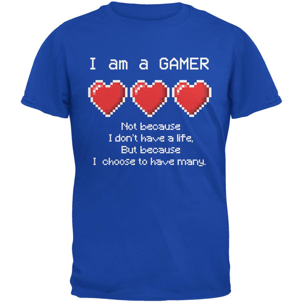 Eight Bit Three Lives Gamer Royal Youth T-Shirt Youth T-Shirts Old Glory LG Blue