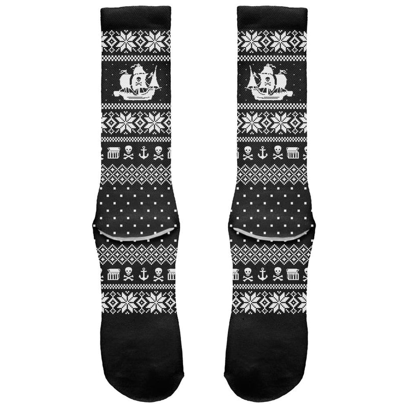 Pirate Ship Ugly Christmas Sweater All Over Crew Socks Men's Socks Old Glory