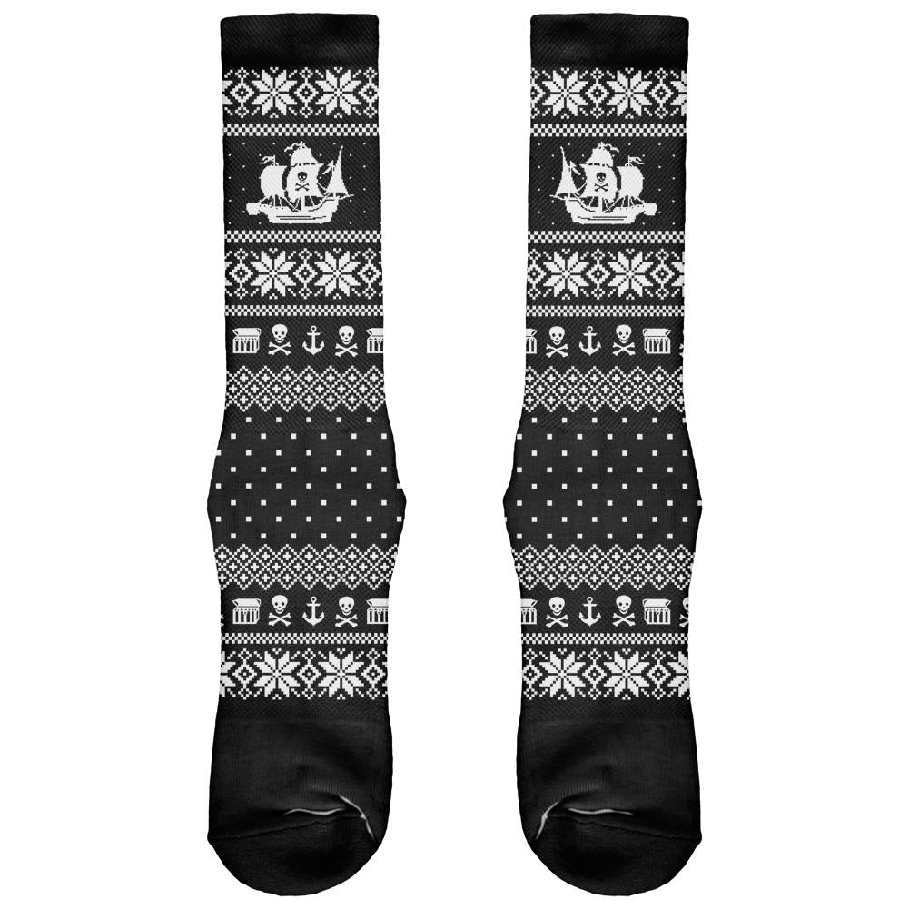 Pirate Ship Ugly Christmas Sweater All Over Crew Socks Men's Socks Old Glory OS Multi