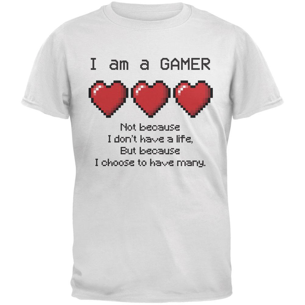 Eight Bit Three Lives Gamer White Youth T-Shirt Youth T-Shirts Old Glory LG White