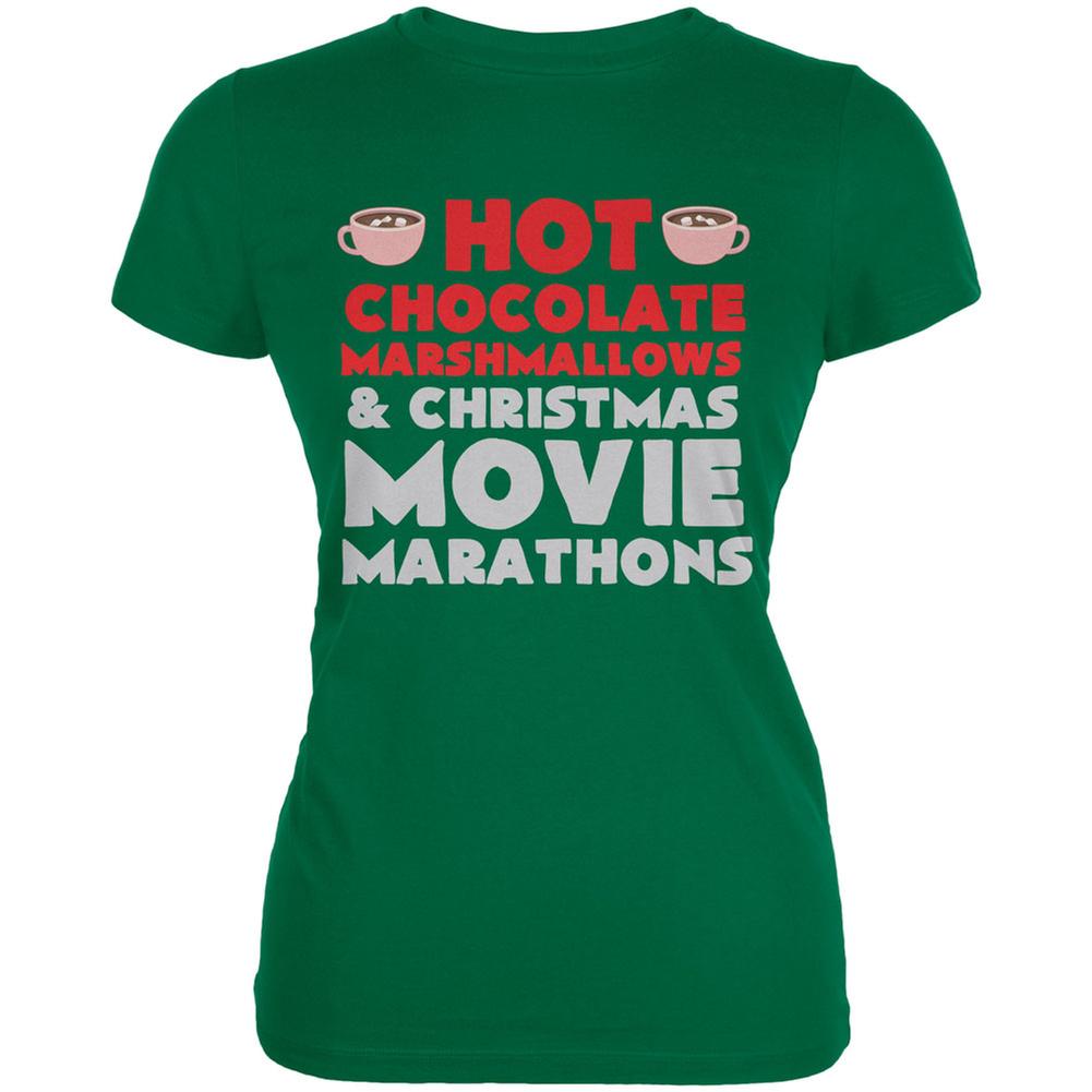 Christmas Hot Chocolate Kelly Green Juniors Soft T-Shirt Juniors T-Shirts Old Glory 2XL Green