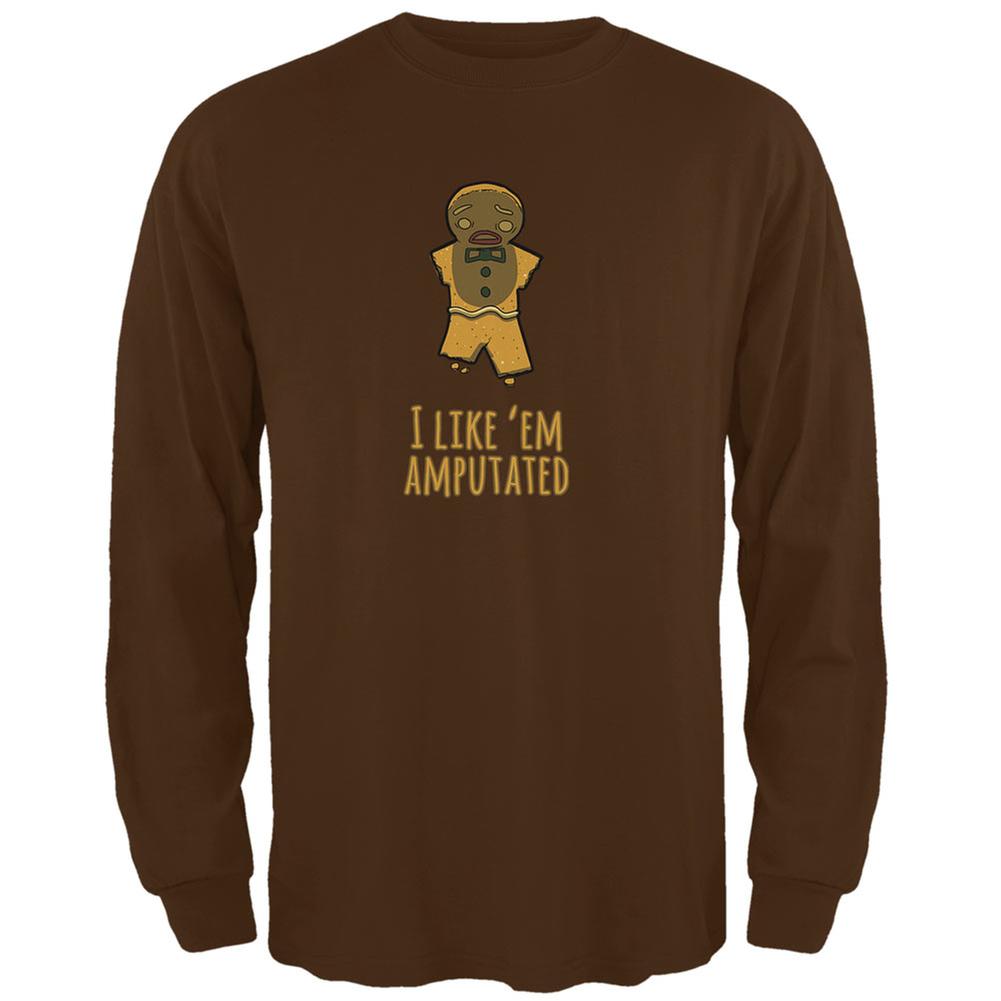 Gingerbread Man I Like Em Amputated Brown Adult Long Sleeve T-Shirt Men's Long Sleeves Old Glory 2XL Brown