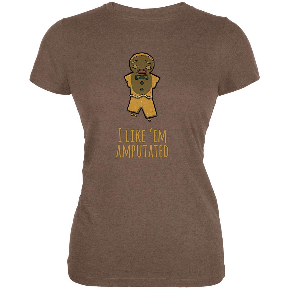 Gingerbread Man I Like Em Amputated Heather Brown Juniors Soft T-Shirt Juniors T-Shirts Old Glory 2XL Brown