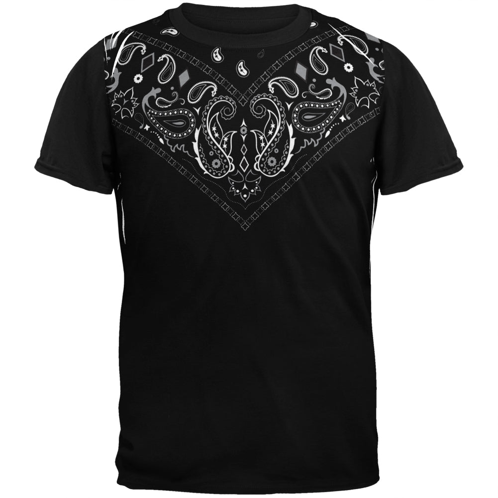 Bandana Paisley Yoke Adult Black Back T-Shirt Men's T-Shirts Old Glory SM Black