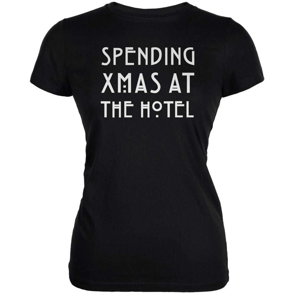 Spending Xmas Hotel Black Juniors Soft T-Shirt Juniors T-Shirts Old Glory 2XL Black