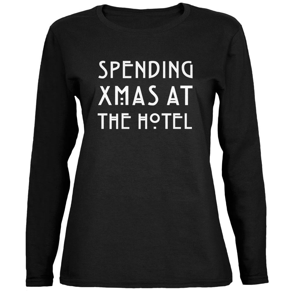 Spending Xmas Hotel Black Womens Long Sleeve T-Shirt Women's Long Sleeves Old Glory 2XL Black