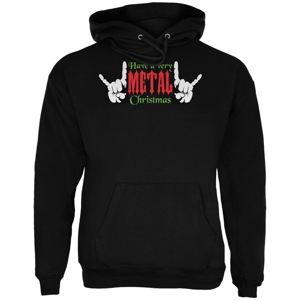 Christmas Heavy Metal Horns Black Adult Hoodie Men's Hoodies Old Glory 2XL Black